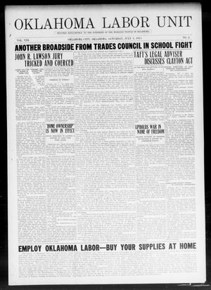 Oklahoma Labor Unit (Oklahoma City, Okla.), Vol. 8, No. 2, Ed. 1 Saturday, July 3, 1915