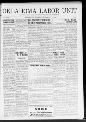 Oklahoma Labor Unit (Oklahoma City, Okla.), Vol. 8, No. 4, Ed. 1 Saturday, July 17, 1915