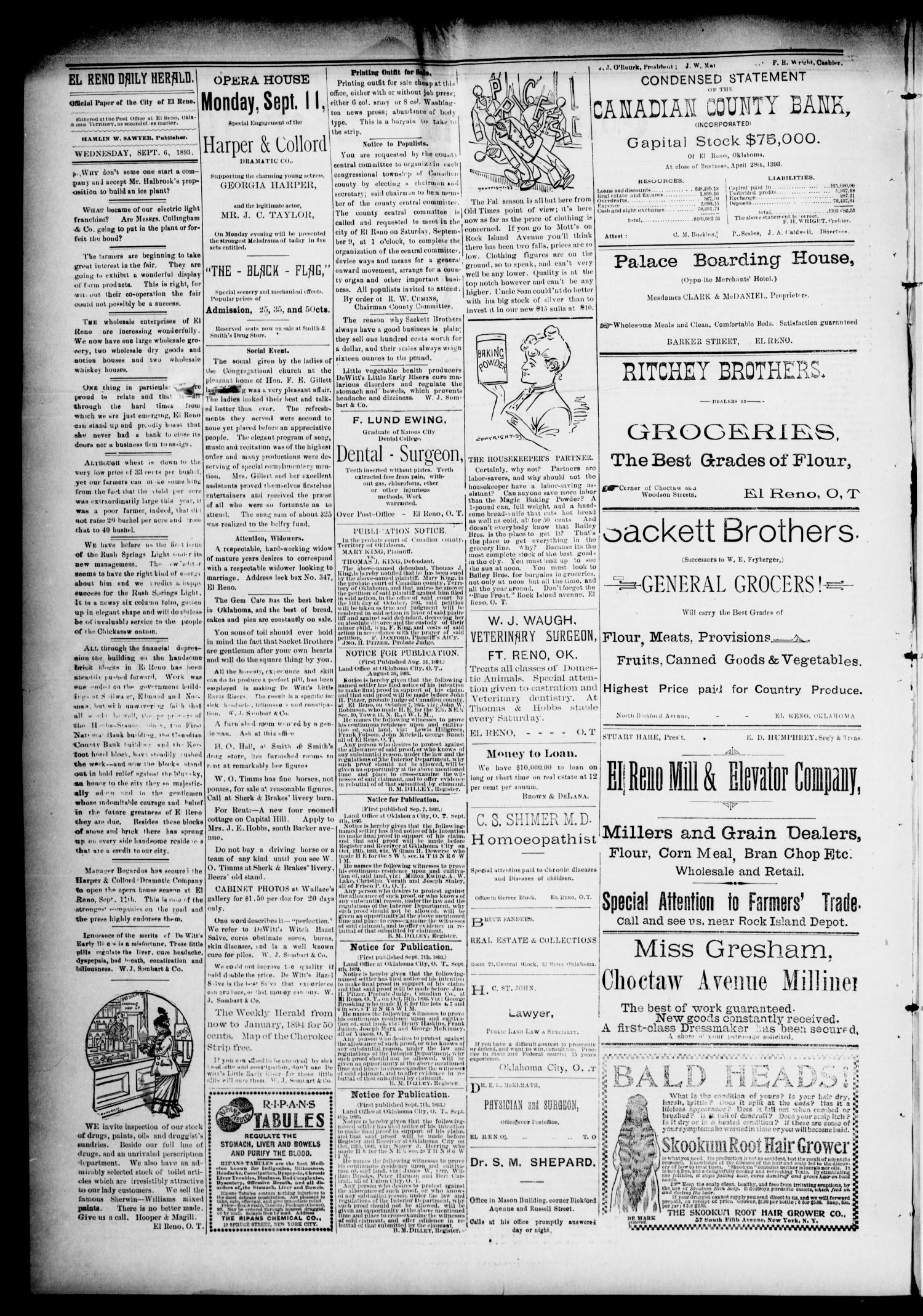 The Oklahoma Herald. (El Reno, Okla. Terr.), Vol. 5, No. 20, Ed. 1 Thursday, September 7, 1893
                                                
                                                    [Sequence #]: 2 of 8
                                                