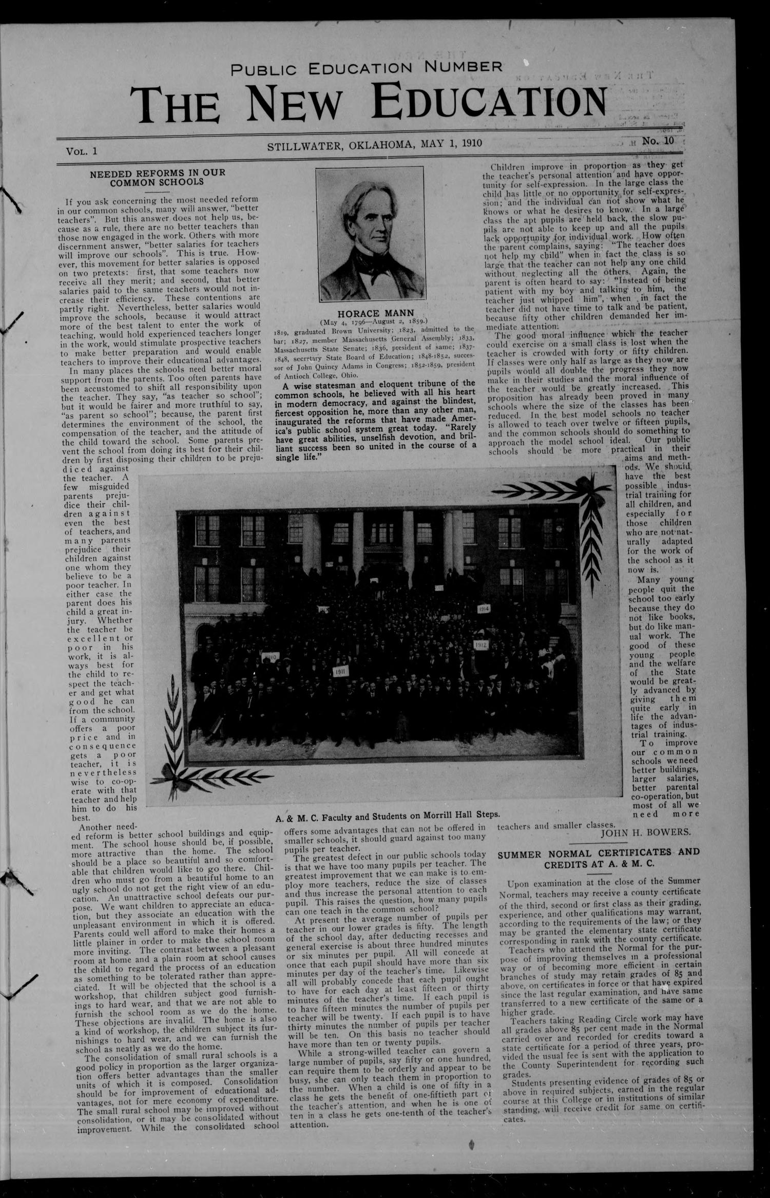 The New Education (Stillwater, Okla.), Vol. 1, No. 10, Ed. 1 Sunday, May 1, 1910
                                                
                                                    [Sequence #]: 1 of 4
                                                