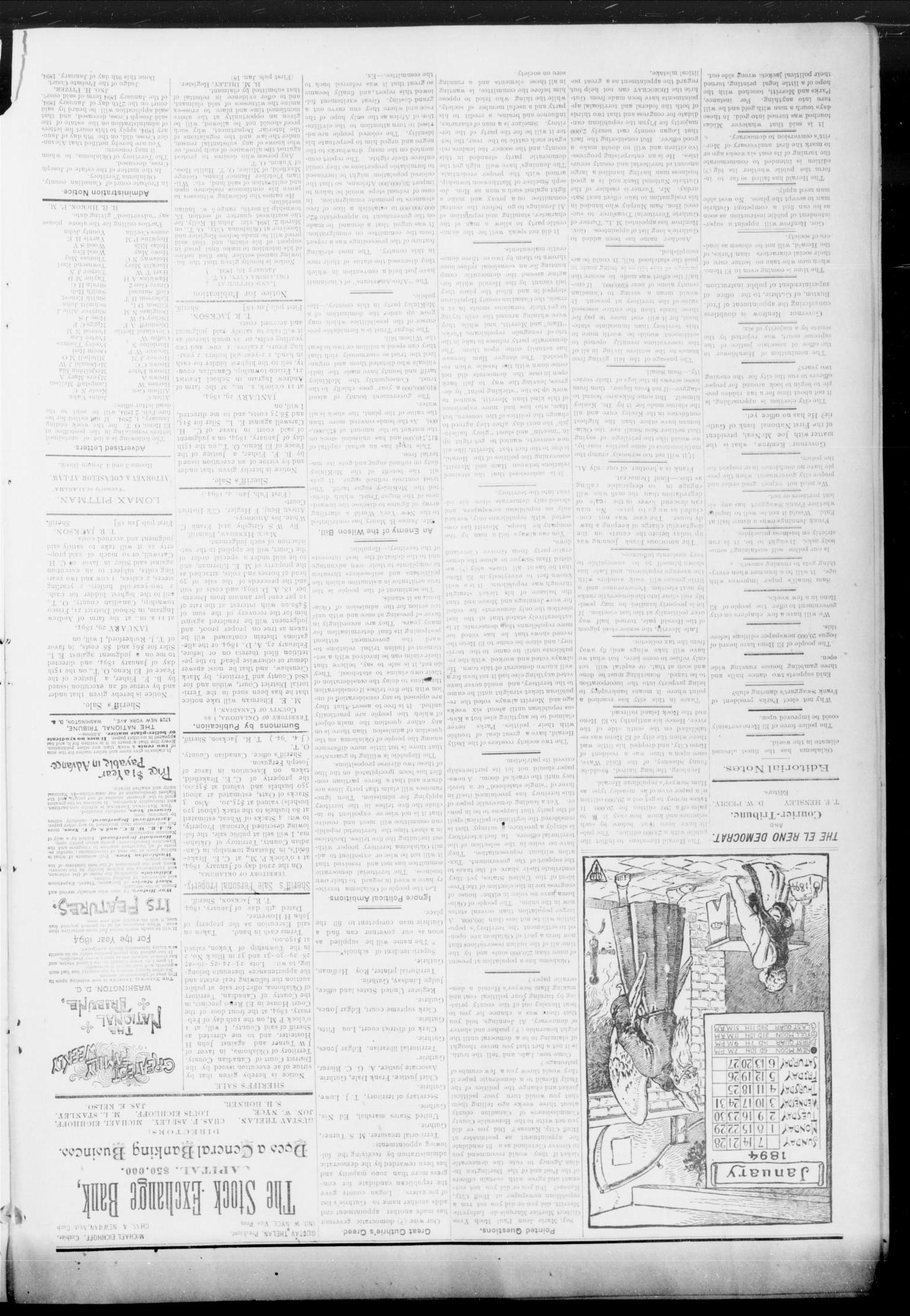 The El Reno Democrat. And Courier-Tribune. (El Reno, Okla. Terr.), Vol. 4, No. 50, Ed. 1 Thursday, January 18, 1894
                                                
                                                    [Sequence #]: 4 of 8
                                                