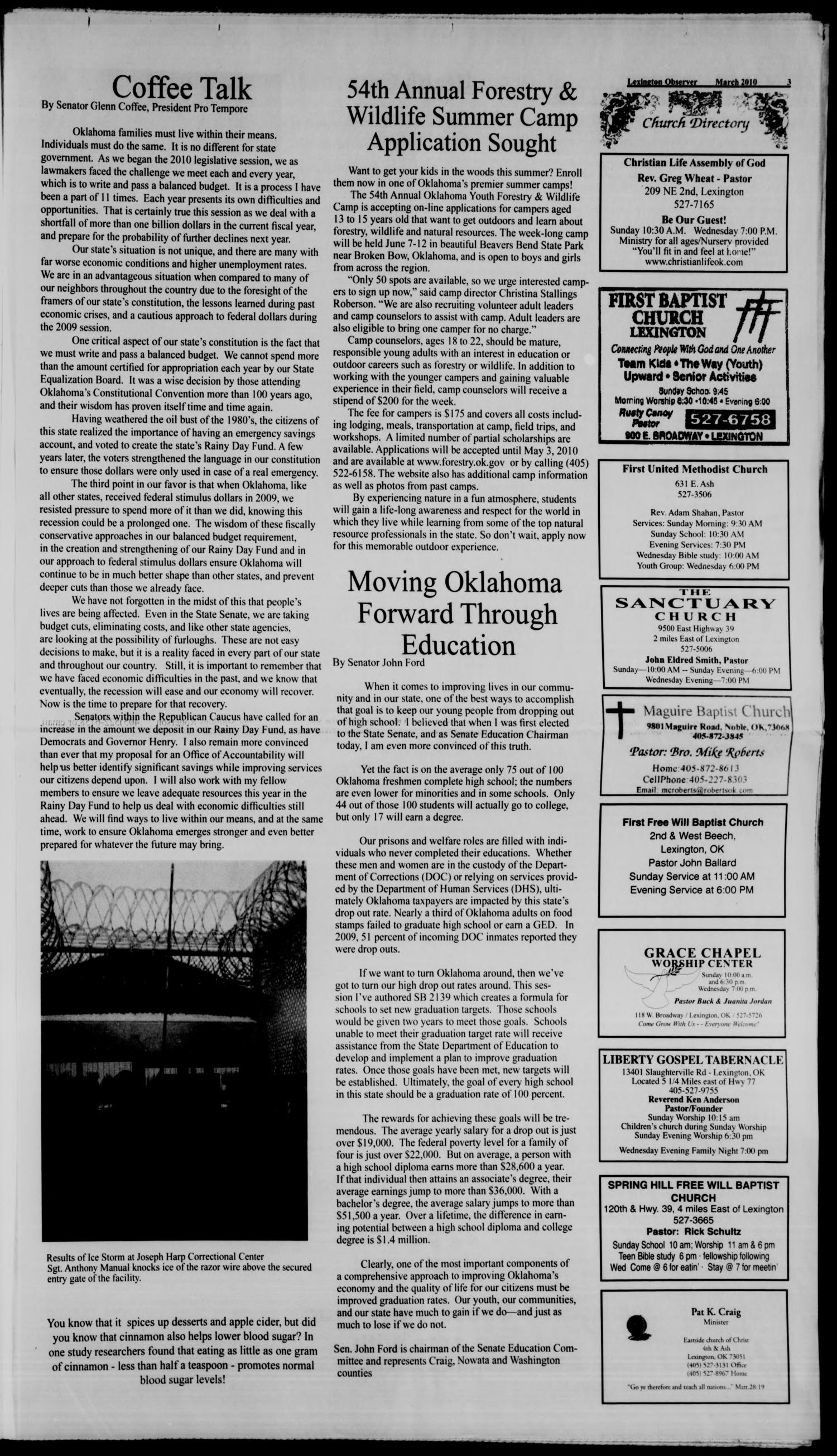 Lexington Observer II (Lexington, Okla.), Vol. 1, No. 1, Ed. 1 Monday, March 1, 2010
                                                
                                                    [Sequence #]: 3 of 8
                                                