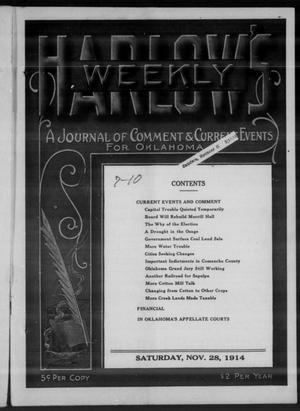 Primary view of object titled 'Harlow's Weekly (Oklahoma City, Okla.), Vol. 7, No. 10, Ed. 1 Saturday, November 28, 1914'.