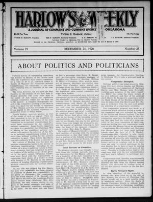 Harlow's Weekly (Oklahoma City, Okla.), Vol. 19, No. 25, Ed. 1 Friday, December 24, 1920