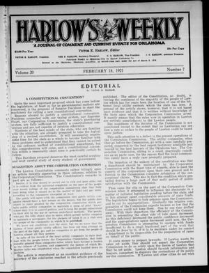 Harlow's Weekly (Oklahoma City, Okla.), Vol. 20, No. 7, Ed. 1 Friday, February 18, 1921