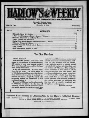 Harlow's Weekly (Oklahoma City, Okla.), Vol. 21, No. 44, Ed. 1 Saturday, November 4, 1922