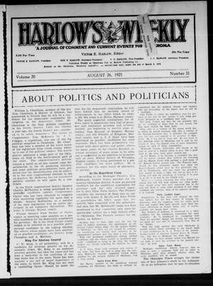 Harlow's Weekly (Oklahoma City, Okla.), Vol. 20, No. 31, Ed. 1 Friday, August 26, 1921