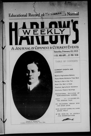 Primary view of object titled 'Harlow's Weekly (Oklahoma City, Okla.), Vol. 2, No. 8, Ed. 1 Saturday, February 22, 1913'.
