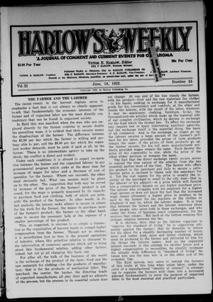 Harlow's Weekly (Oklahoma City, Okla.), Vol. 21, No. 24, Ed. 1 Friday, June 16, 1922