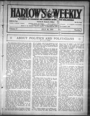 Harlow's Weekly (Oklahoma City, Okla.), Vol. 17, No. 5, Ed. 1 Wednesday, July 30, 1919