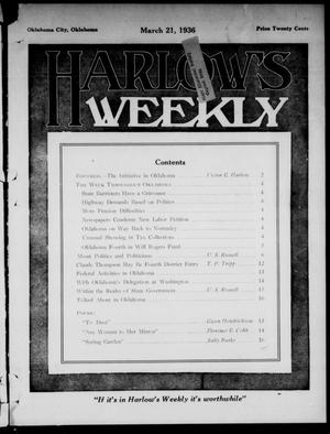 Primary view of object titled 'Harlow's Weekly (Oklahoma City, Okla.), Vol. 45, No. 37, Ed. 1 Saturday, March 21, 1936'.