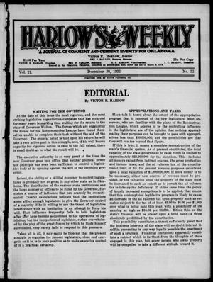 Harlow's Weekly (Oklahoma City, Okla.), Vol. 21, No. 52, Ed. 1 Saturday, December 30, 1922