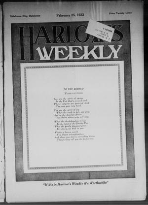 Primary view of object titled 'Harlow's Weekly (Oklahoma City, Okla.), Vol. 40, No. 8, Ed. 1 Saturday, February 25, 1933'.
