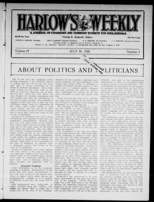 Harlow's Weekly (Oklahoma City, Okla.), Vol. 19, No. 4, Ed. 1 Friday, July 30, 1920