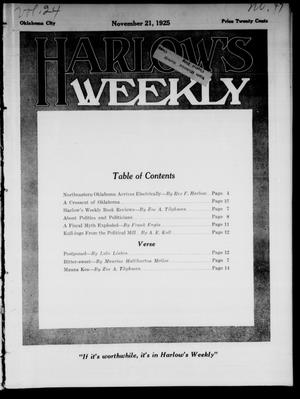 Primary view of object titled 'Harlow's Weekly (Oklahoma City, Okla.), Vol. 24, No. 47, Ed. 1 Saturday, November 21, 1925'.