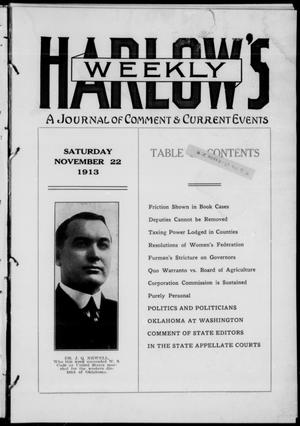 Harlow's Weekly (Oklahoma City, Okla.), Vol. 4, No. 11, Ed. 1 Saturday, November 22, 1913