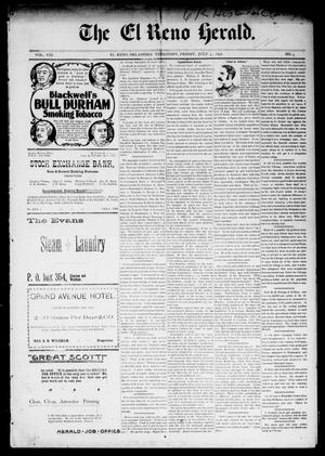 Primary view of object titled 'The El Reno Herald. (El Reno, Okla. Terr.), Vol. 8, No. 3, Ed. 1 Friday, July 3, 1896'.