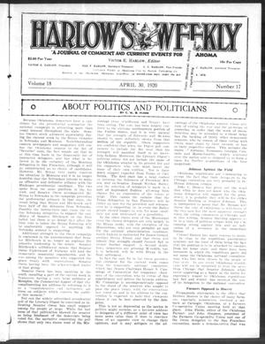 Harlow's Weekly (Oklahoma City, Okla.), Vol. 18, No. 17, Ed. 1 Friday, April 30, 1920