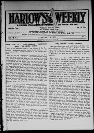 Harlow's Weekly (Oklahoma City, Okla.), Vol. 21, No. 8, Ed. 1 Friday, February 24, 1922