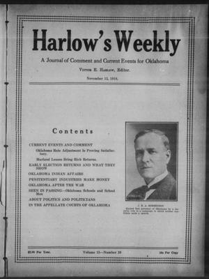 Harlow's Weekly (Oklahoma City, Okla.), Vol. 15, No. 20, Ed. 1 Wednesday, November 13, 1918