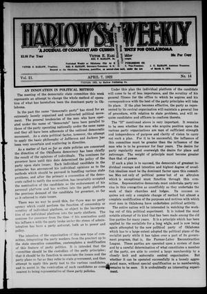 Harlow's Weekly (Oklahoma City, Okla.), Vol. 21, No. 14, Ed. 1 Friday, April 7, 1922
