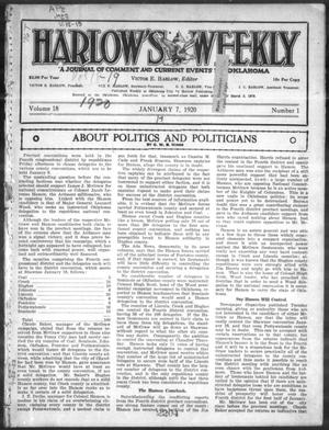 Harlow's Weekly (Oklahoma City, Okla.), Vol. 18, No. 1, Ed. 1 Wednesday, January 7, 1920