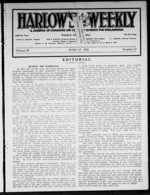 Harlow's Weekly (Oklahoma City, Okla.), Vol. 20, No. 22, Ed. 1 Friday, June 17, 1921