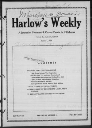 Harlow's Weekly (Oklahoma City, Okla.), Vol. 10, No. 10, Ed. 1 Saturday, March 4, 1916