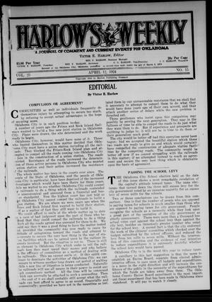 Harlow's Weekly (Oklahoma City, Okla.), Vol. 23, No. 15, Ed. 1 Saturday, April 12, 1924