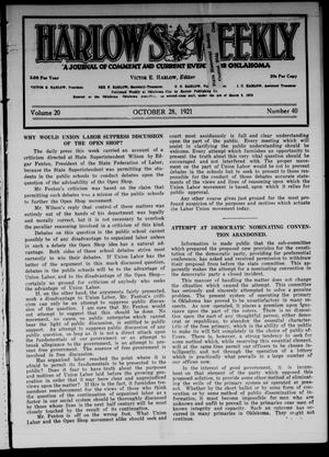 Harlow's Weekly (Oklahoma City, Okla.), Vol. 20, No. 40, Ed. 1 Friday, October 28, 1921