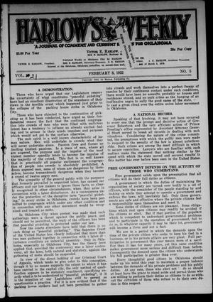 Harlow's Weekly (Oklahoma City, Okla.), Vol. 21, No. 5, Ed. 1 Friday, February 3, 1922