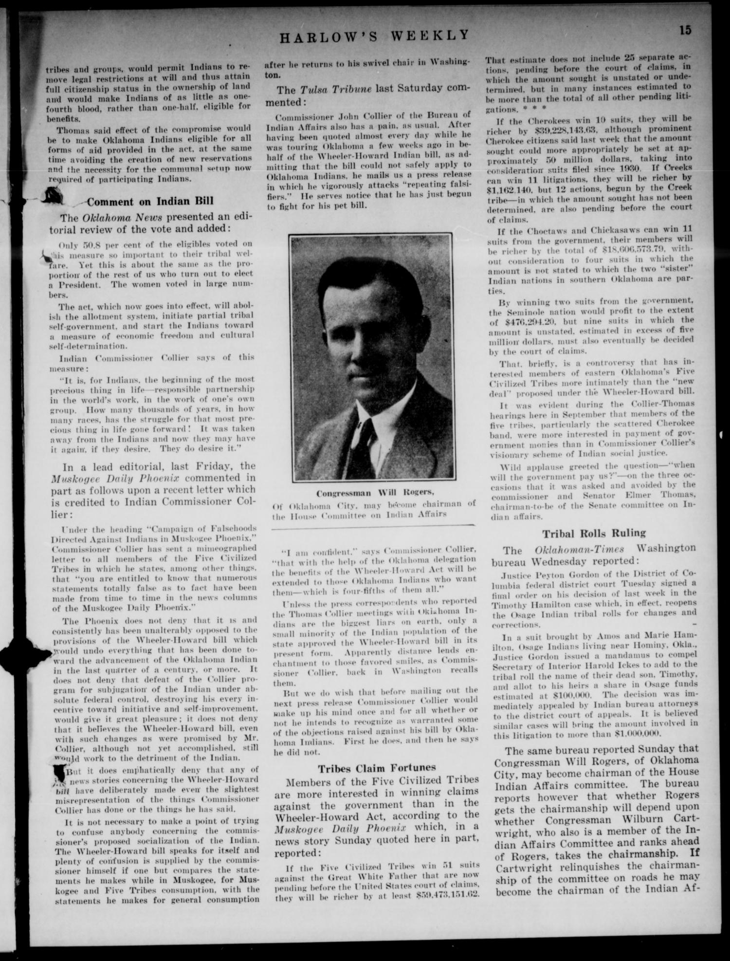 Harlow's Weekly (Oklahoma City, Okla.), Vol. 43, No. 20, Ed. 1 Saturday, December 1, 1934
                                                
                                                    [Sequence #]: 15 of 16
                                                