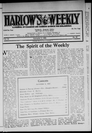 Harlow's Weekly (Oklahoma City, Okla.), Vol. 21, No. 35, Ed. 1 Saturday, September 2, 1922
