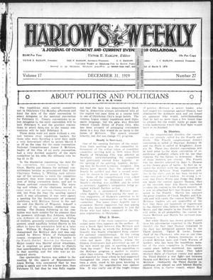 Harlow's Weekly (Oklahoma City, Okla.), Vol. 17, No. 27, Ed. 1 Wednesday, December 31, 1919