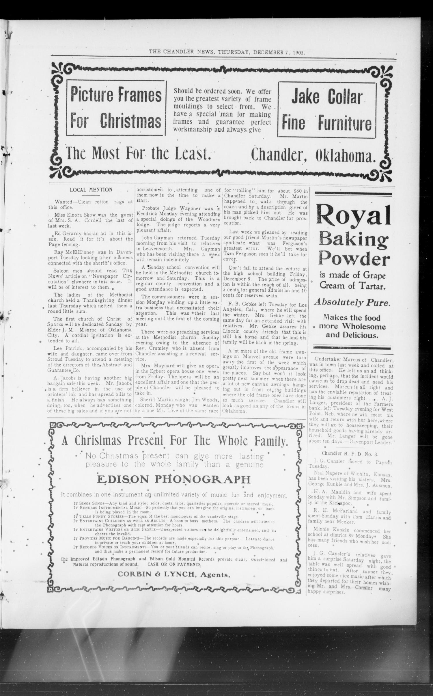 The Chandler News (Chandler, Okla.), Vol. 15, No. 11, Ed. 1 Thursday, December 7, 1905
                                                
                                                    [Sequence #]: 3 of 16
                                                