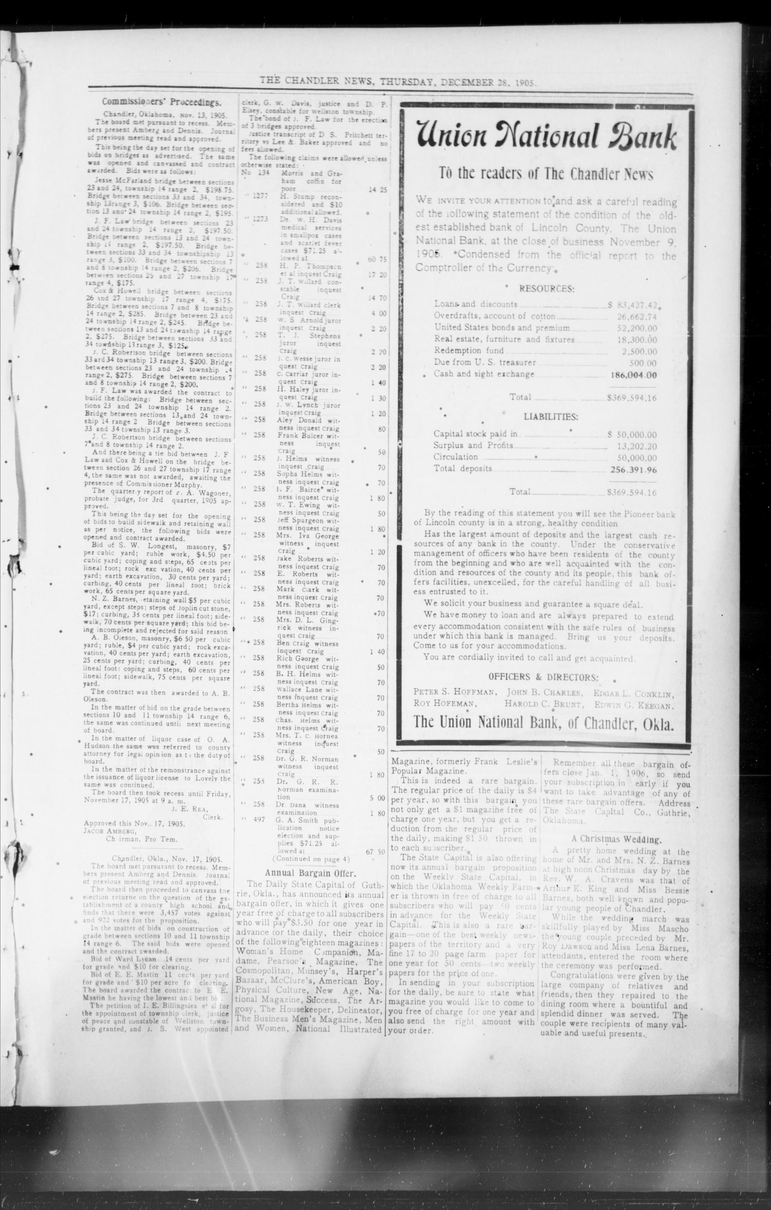 The Chandler News (Chandler, Okla.), Vol. 15, No. 14, Ed. 1 Thursday, December 28, 1905
                                                
                                                    [Sequence #]: 3 of 10
                                                