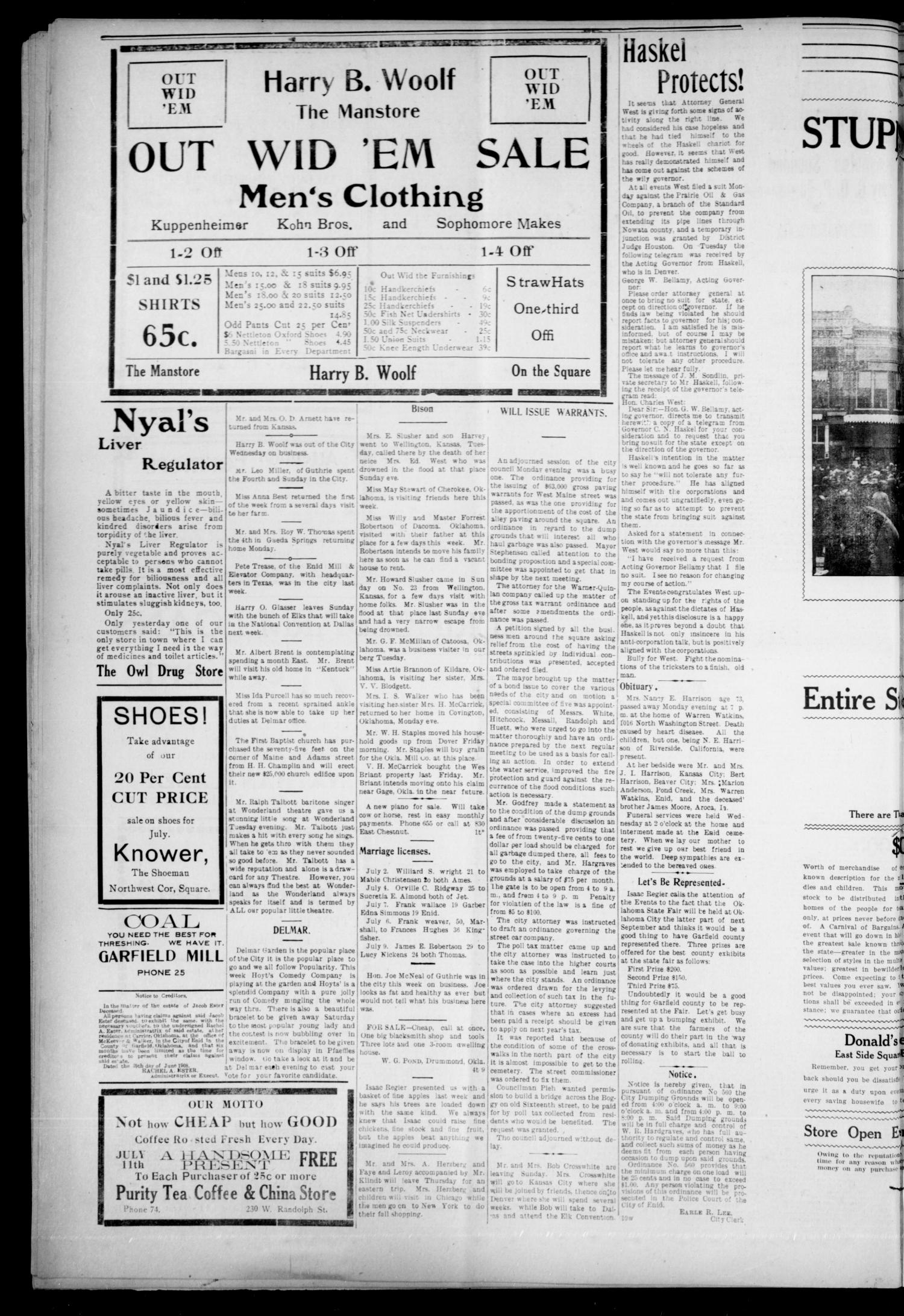 The Enid Events. (Enid, Okla.), Vol. 16, No. 39, Ed. 1 Thursday, July 9, 1908
                                                
                                                    [Sequence #]: 4 of 8
                                                