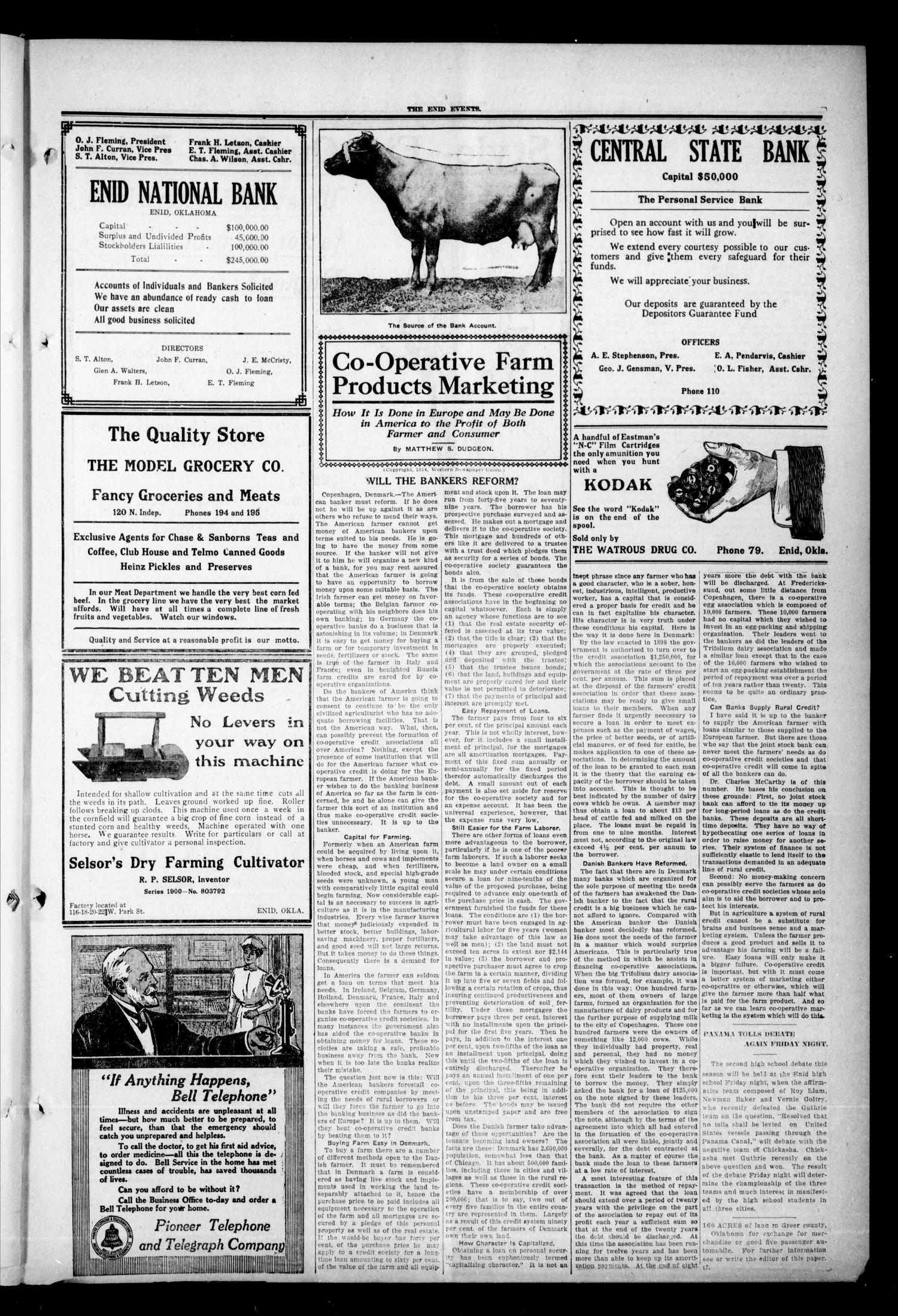The Enid Events. (Enid, Okla.), Vol. 21, No. 27, Ed. 1 Thursday, April 16, 1914
                                                
                                                    [Sequence #]: 7 of 8
                                                