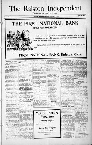 The Ralston Independent (Ralston, Okla.), Vol. 7, No. 43, Ed. 1 Thursday, February 15, 1912