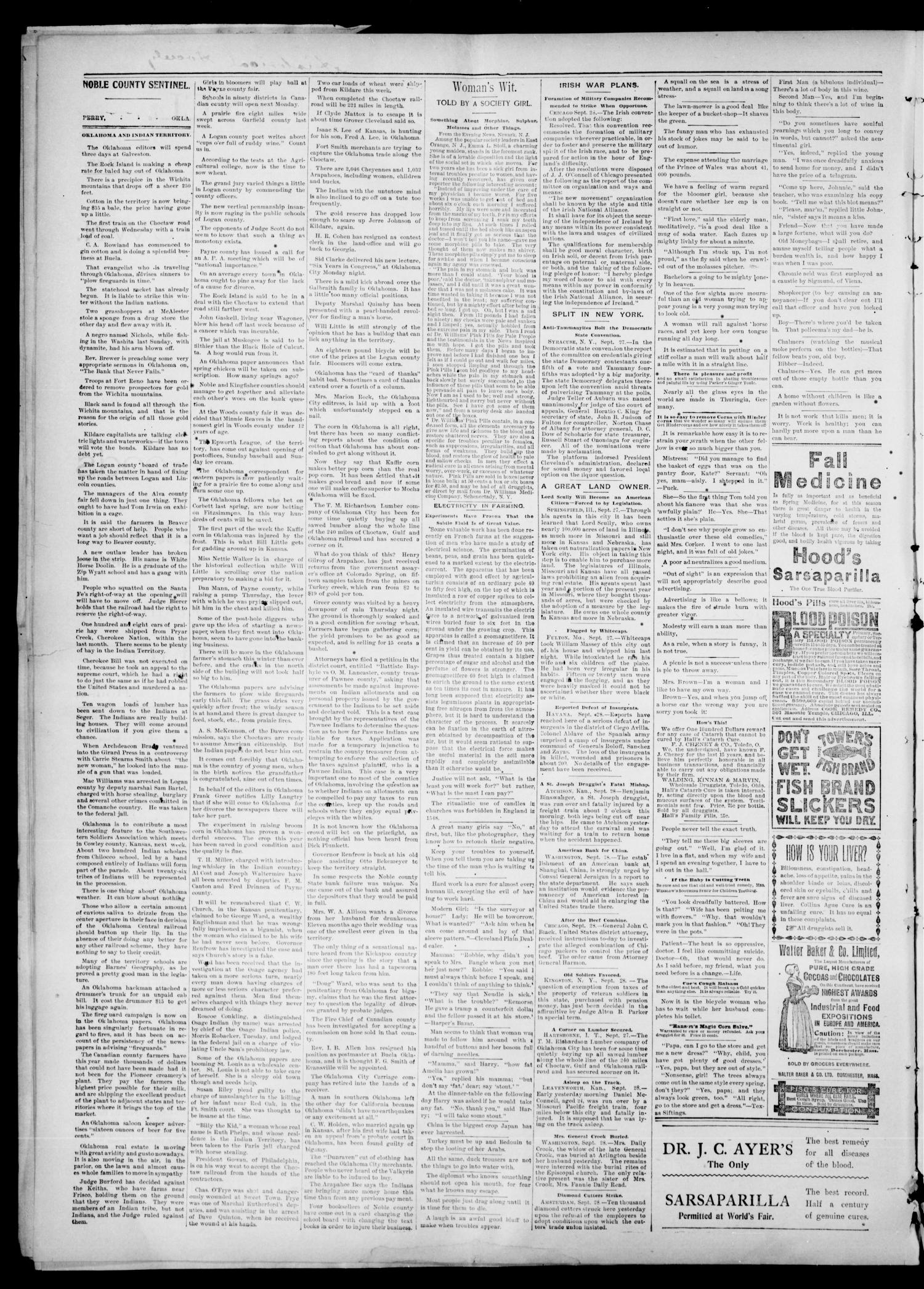 Noble County Sentinel. (Perry, Okla.), Vol. 3, No. 3, Ed. 1 Thursday, October 3, 1895
                                                
                                                    [Sequence #]: 2 of 4
                                                