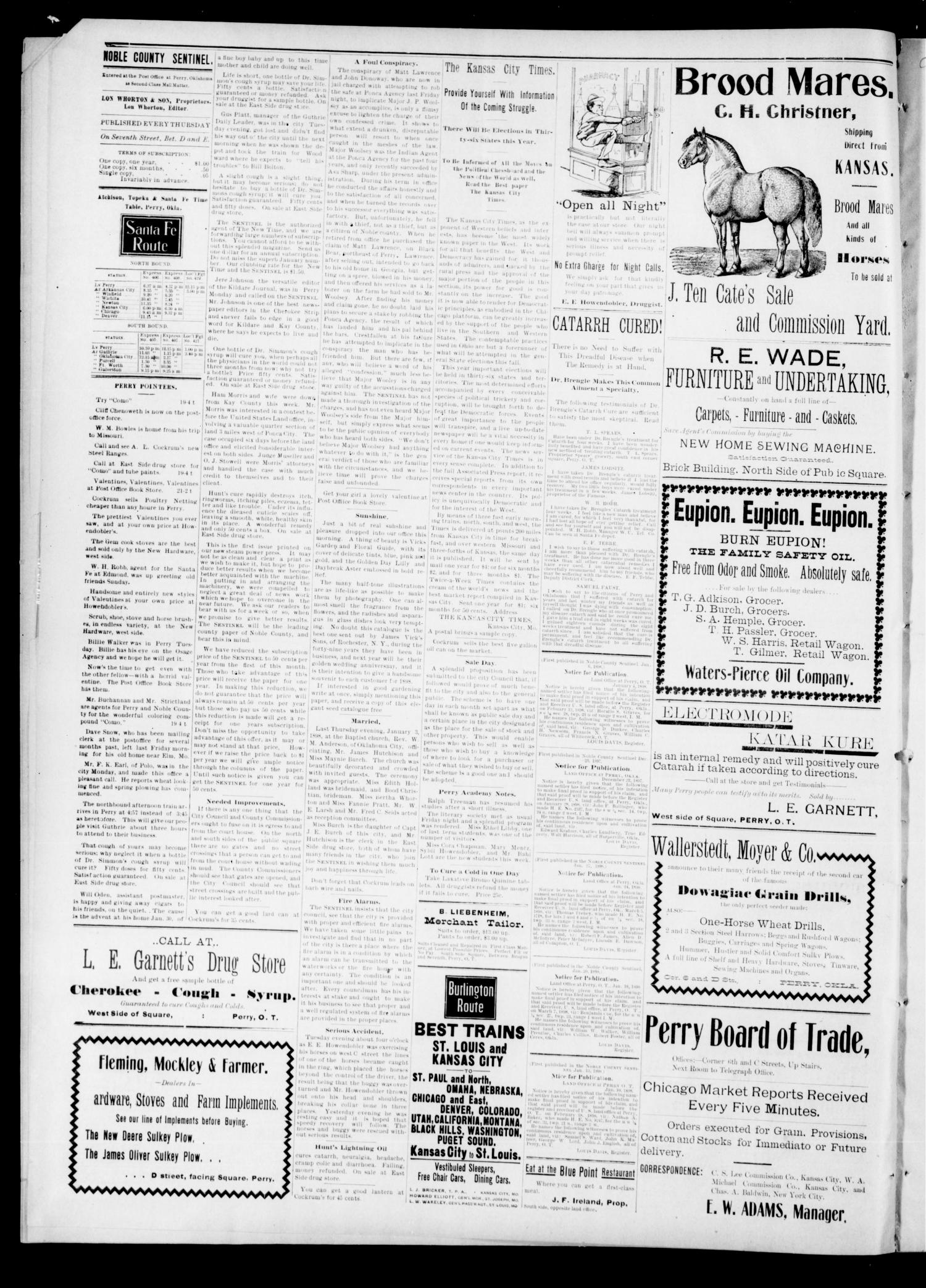 Noble County Sentinel. (Perry, Okla.), Vol. 5, No. 22, Ed. 1 Thursday, February 10, 1898
                                                
                                                    [Sequence #]: 4 of 4
                                                