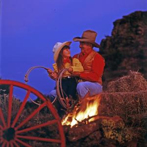 Old time cowboy campfire