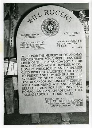 Will Rogers Memorial Plaque
