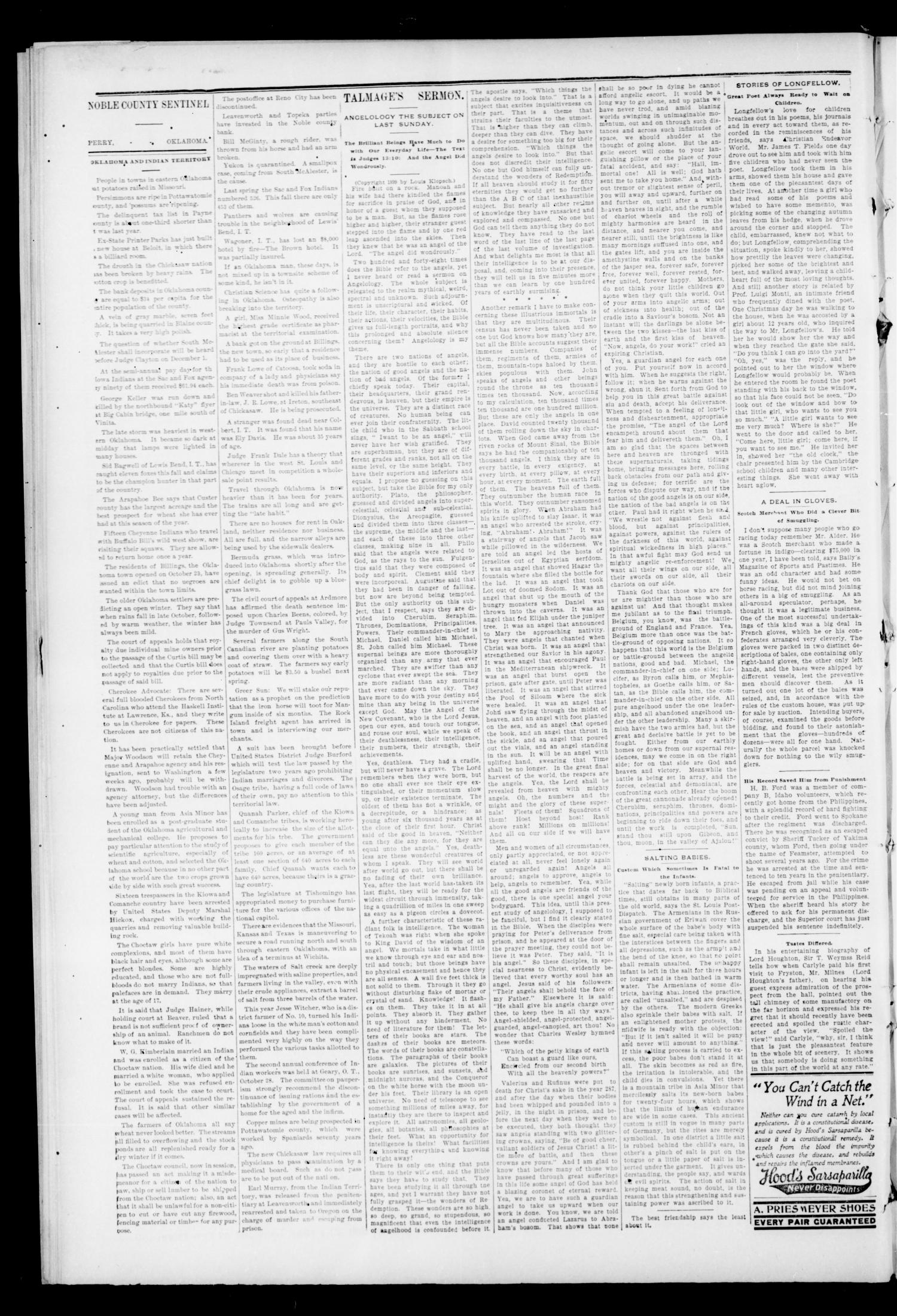 Noble County Sentinel. (Perry, Okla.), Vol. 7, No. 9, Ed. 1 Thursday, November 9, 1899
                                                
                                                    [Sequence #]: 2 of 8
                                                