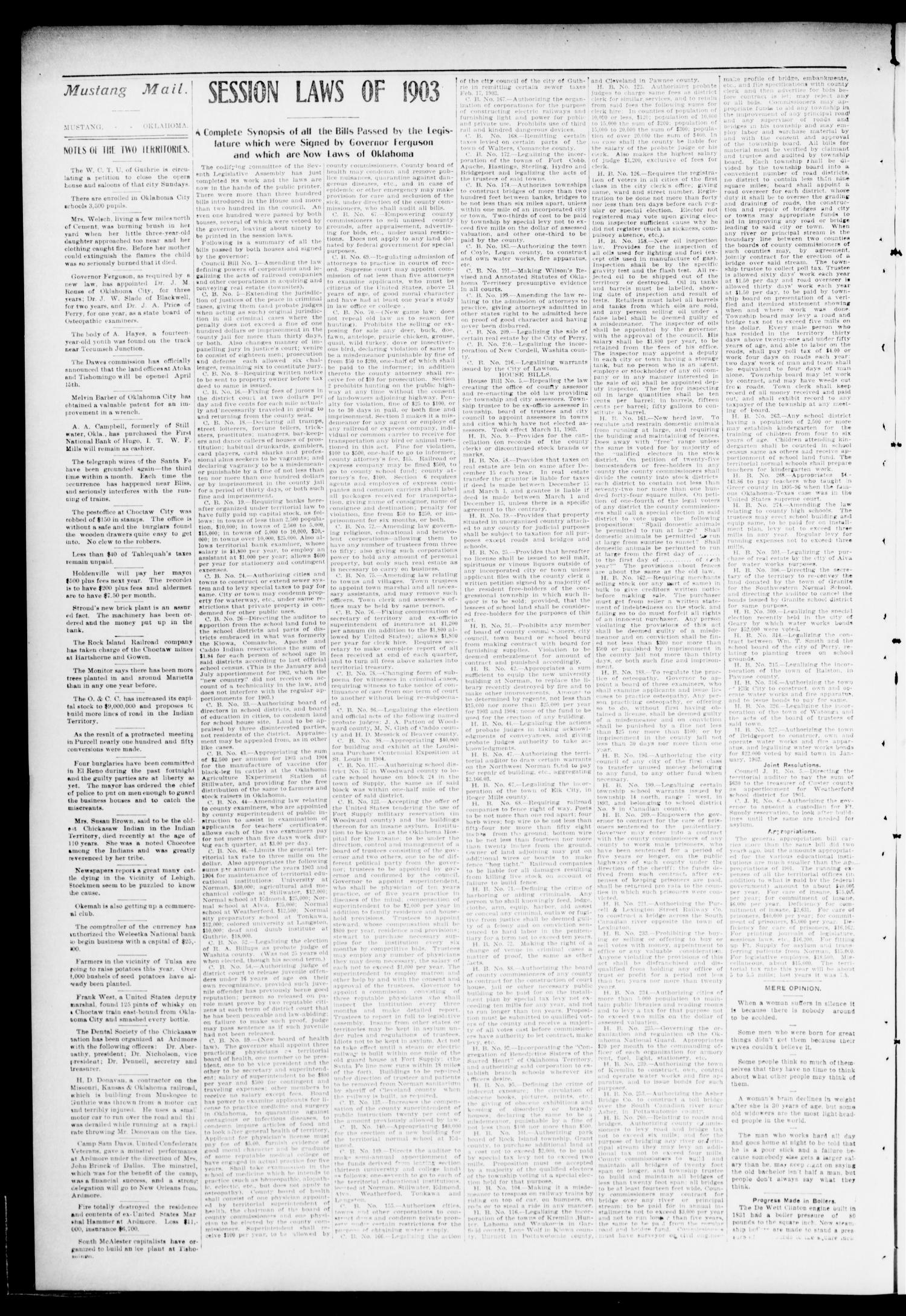 The Mustang Mail. (Mustang, Okla.), Vol. 2, No. 6, Ed. 1 Friday, April 3, 1903
                                                
                                                    [Sequence #]: 2 of 8
                                                