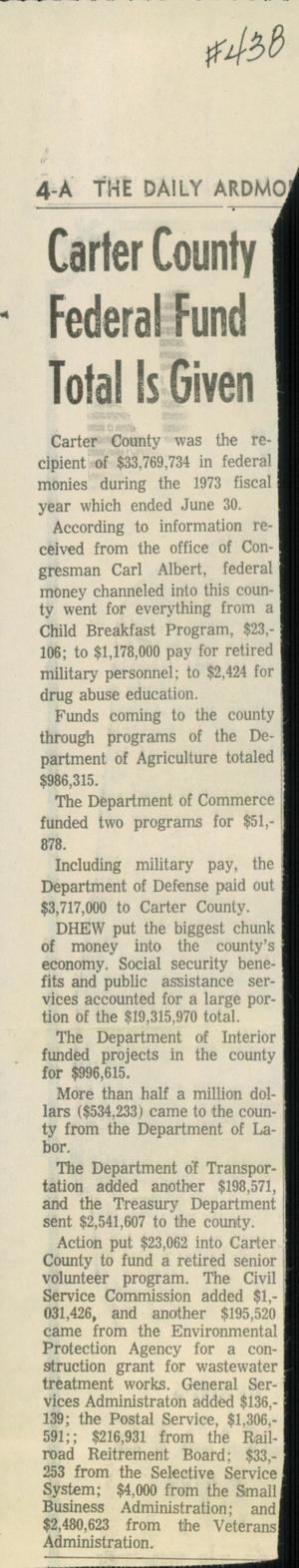 Carter County Federal Fund Total Is Given