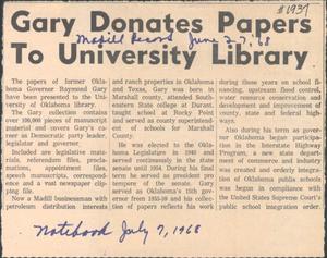 Gary Donates Papers To University Library