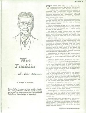 Wirt Franklin Oil's Elder Statesman Part Two