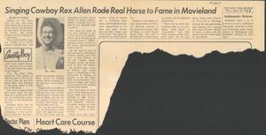 Singing Cowboy Rex Allen Rode Real Horse To Fame In Movieland