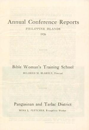 Primary view of object titled 'Annual Conference Reports, Philippine Islands, 1926'.